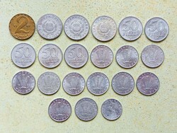 Magyarország 21 db Különböző Érme 10 20 50 Fillér 1 2 Forint 1968-1990