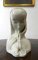 Eredeti art deco jelzett bécsi imádkozó madonna porcelán szobor ( 1936 )