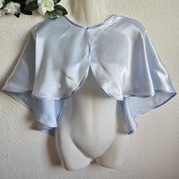 Light blue satin-trimmed satin cape, shoulder cover - snap closure