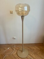 Iparművészeti állólámpa bézs & mézüveg - vintage design retro mid century lámpa