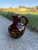 Gyönyörű 20.5 cm virágos kancsó köcsög szilke lekváros hagyaték falusi paraszti  konyha