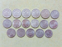 Magyarország 17 db Különböző Érme 10 20 50 Fillér 1979-1990