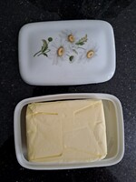 Retro Alföldi porcelán margarétás vajtartó bonbonier szappantartó téglatest alakú extrém ritka