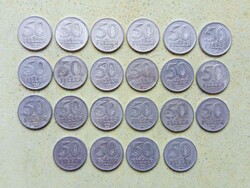 Magyarország 22 db Különböző Érme 50 Fillér 1967-1991