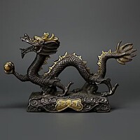 Kínai bronz sárkány szobor – 30 cm, erőt sugárzó, Feng Shui jelképes darab, ~1980