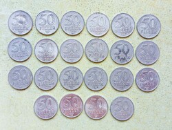 Magyarország 22 db Különböző Érme 50 Fillér 1967-1991