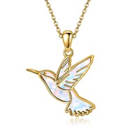 18K Aranyozott Kolibri Madár Medál Nyaklánc Opál Köves 925 Tiszta Ezüst Hipoallergén + Ékszerdoboz.