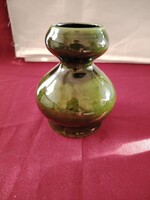 Oliva zöld Mid- Century kis váza