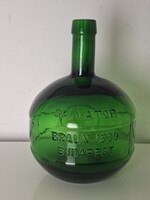 Régi unicumos zöld üveg palack SALVATOR BRAUN 1839 BUDAPEST