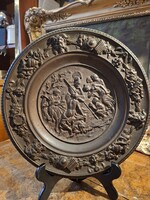 Antique Cast Iron Decorative Plate with Mythological Scene