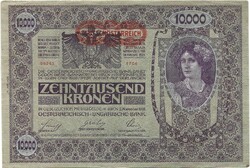 10000 korona 1918 vízszintes osztrák bélyegzés II. kiadás hajtatlan aUNC