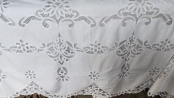 HATALMAS 240 CM SZECESSZIÓS ART NOUVEAU TERÍTŐ ABROSZ VERTCSIPKE BETÉTTEL VERT CSIPKE KÉZIMUNKA