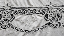 HATALMAS 250 CM SZECESSZIÓS ART NOUVEAU TERÍTŐ ABROSZ VERTCSIPKE BETÉTTEL VERT CSIPKE KÉZIMUNKA