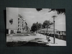Képeslap,Szeged,Korányi rakpart,sétány,lakóház,híd látkép, részlet, 1964-