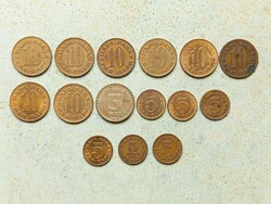 Jugoszlávia 15 db Különböző Érme 5 10 Para 1965-1994