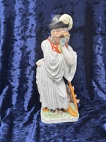 Herendi búsuló pipázó juhász porcelán figura (29cm) RZ