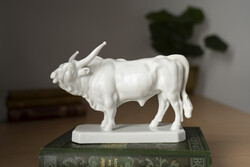 Régi Herendi Porcelán Szürke Marha Bika Szobor /  Figura / Retró Régi / Lipthay Mária