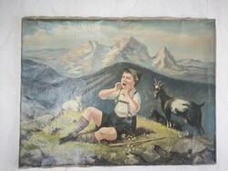 Alpesi kecskére vigyàzó fiú  ,Tàtra vagy Erdélyi javasol tàjkép festmény ( Szóràdy I.  )