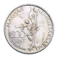 Téli Olimpia Lake Placide 200 Forint 1980 PP Piefort 32g Ag640/1000
