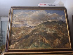 "VIHARFELHŐK A BAKONY FELETT" 1940/50-nem azonositott KVALITÁSOS  70x50 cm O/V festmény keretezve