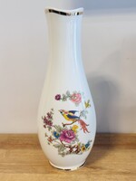 Hollóházi porcelán paradicsommadaras váza arany szegéllye