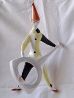 Aquincumi art deco gitározó / zenész bohóc porcelán figura, Hanzély Jenő terve