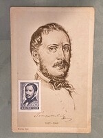 Régi képeslap. Elsőnapi bélyeggel. Tompa Mihály 1817-1868 Fekete-fehér.Posta tiszta.