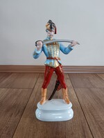 Régi Herendi porcelán Hadik huszár figura