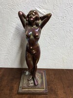 Cast iron iridescent female nude statue