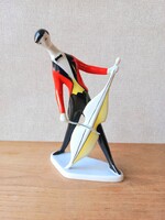 Zsolnay csellós porcelán figura - Török János tervezése