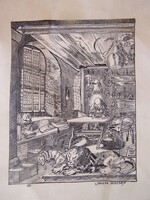 Szent Jeromos Albert Dürer metszete alapján Urich József tusrajza