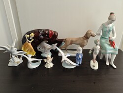 Vintage porcelán és kerámia figura gyűjtemény – Hollóházi, Zsolnay, Sitzendorf, Aquincum, Art Deco d