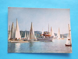 Képeslap (37) - Vitorlásverseny a Balatonon 1960-as évek - (Foto: Bakonyi Béla)