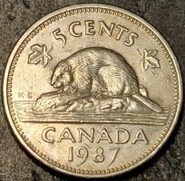 Kanada 5 cent, 1987.