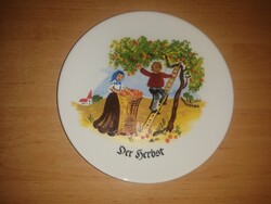 Német porcelán tányér - Négy évszak sorozat - ŐSZ - átmérő 19 cm (po-4)