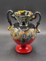 Vintage San Marino Titano olasz kerámia váza – Fat Lava mázas retró amphora