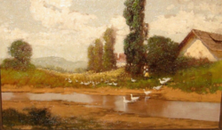 TAVASZI AKCIÓ! CSODÁS EREDETI NEOGRÁDY LÁSZLÓ / 1896-1962 / : FALU SZÉLE