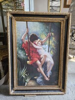 Pierre Auguste Cot stílusában készült dekoratív festmény, nagy méretű- Tavasz
