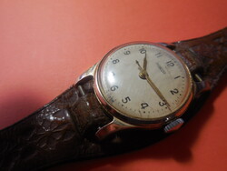 POBEDA  férfi mehanikus karóra , 32 mm , jár , régi bőrszíjjal  !