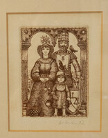 Artner Margit - Family, etching, signed
