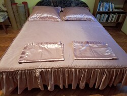 Franciaágyra terítő, takaró + 4 párna huzat + 2x2 drapéria