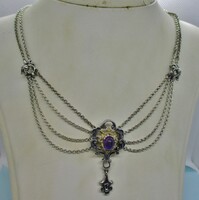 Very beautiful antique silver necklace with amethyst stone
