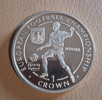 Man-sziget 1 crown, 1996 - UEFA Európa-bajnokság, Győztes Németország - Emlékérme