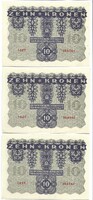 3 x 10 kronen korona 1922 Ausztria Sorszámkövető UNC
