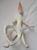 Ritkább festésű Aquincumi art deco bohóc / zenész porcelán figura