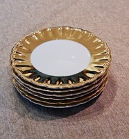 Elegáns vintage Bavaria porcelán tányér készlet arany lüszter dekorral – 6 db