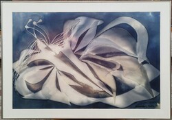 70x100cm!! Izolda Macskássy (1945 - 2021) Float I. silk collage painting