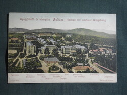 Képeslap,Szlovákia,Szliács,Sliač,gyógyfürdő,étterem,kávézó,vendéglő,üvegházak, 1911-