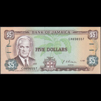 Jamaica 5 Dollars 1991 P-70d UNC