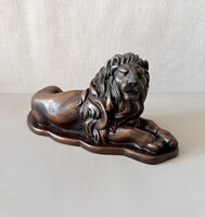 Exkluzív fekvő oroszlán szobor / levélnehezék – Nehéz hidegöntött bronz (23 cm, 1,36 kg)